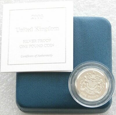 2003 Royal Arms £1 Silver Proof Coin Box Coa