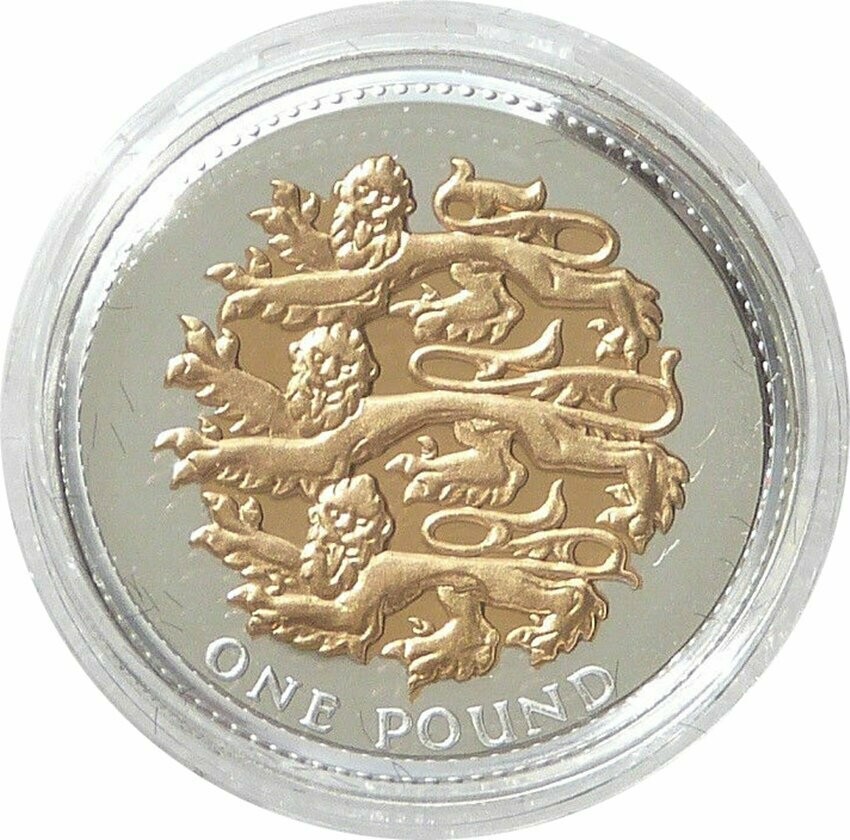 2008 Three Lions of England £1 Silver Gold Proof Coin