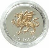 2008 Welsh Dragon £1 Silver Gold Proof Coin