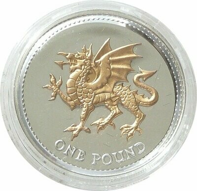 2008 Welsh Dragon £1 Silver Gold Proof Coin