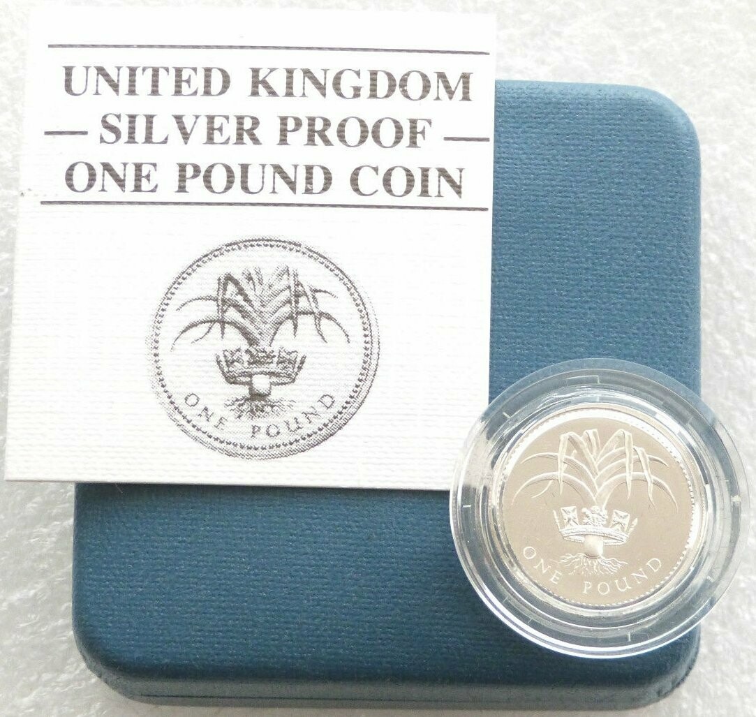 1985 Welsh Leek £1 Silver Proof Coin Box Coa