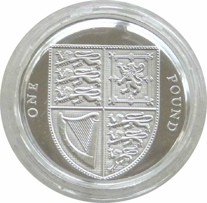 2015 Royal Shield of Arms £1 Silver Proof Coin - Fifth Portrait