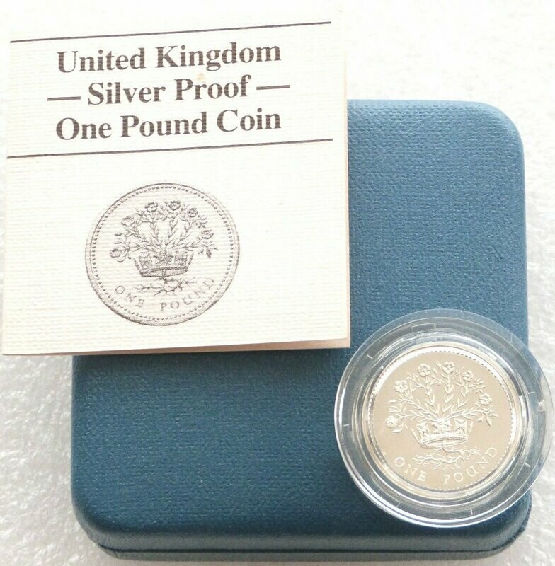 1986 Irish Flax Plant £1 Silver Proof Coin Box Coa