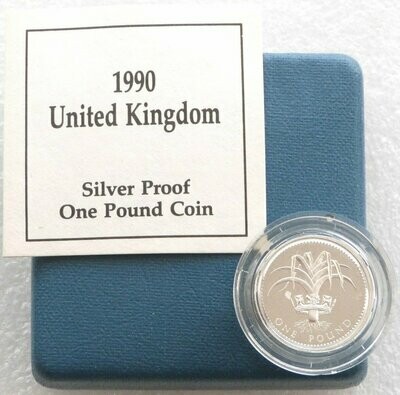 1990 Welsh Leek £1 Silver Proof Coin Box Coa