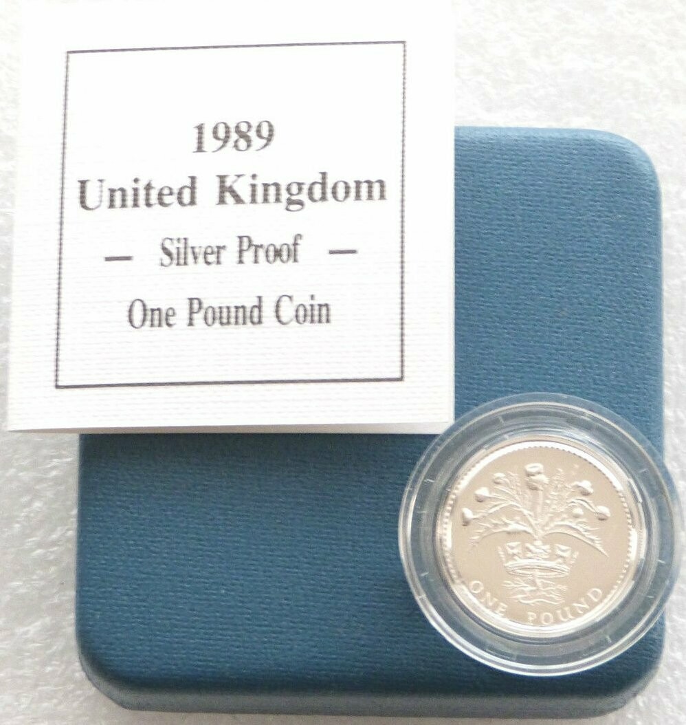 1989 Scottish Thistle £1 Silver Proof Coin Box Coa