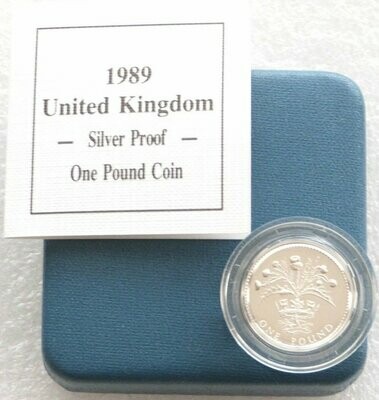 1989 Scottish Thistle £1 Silver Proof Coin Box Coa