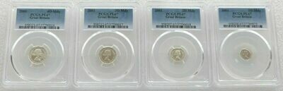 2001 Westminster Abbey Elizabeth II Maundy Silver 4 Coin Set PCGS PL67