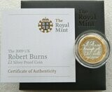 2009 Robert Burns £2 Silver Proof Coin Box Coa