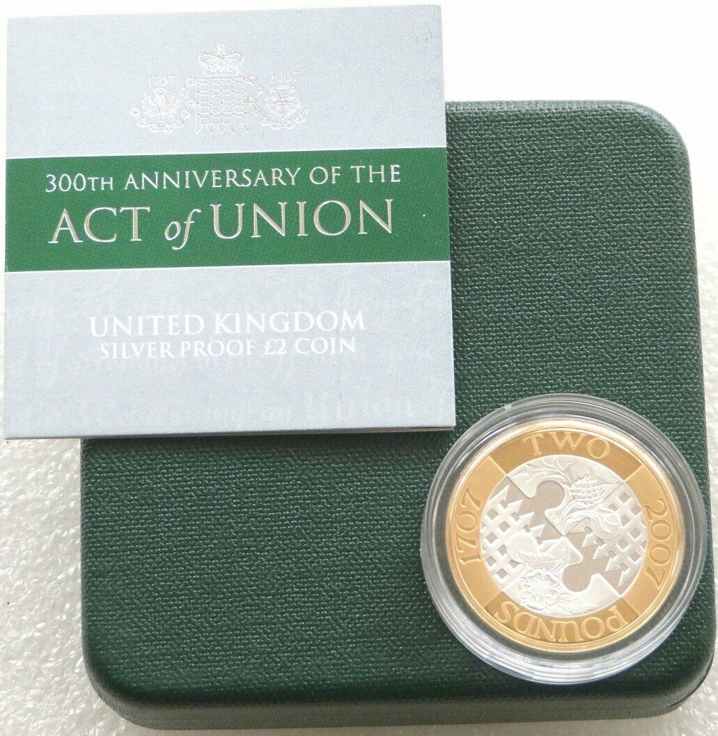 2007 Act of Union £2 Silver Proof Coin Box Coa