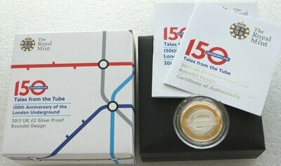 2013 London Underground Roundel £2 Silver Proof Coin Box Coa