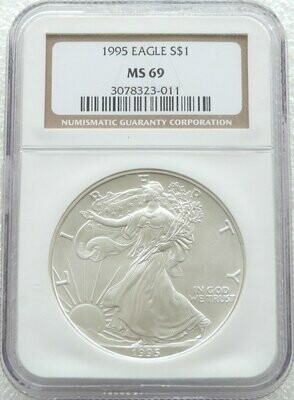 1995 American Eagle $1 Silver 1oz Coin NGC MS69