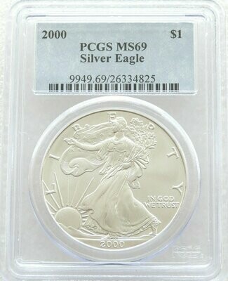 2000 American Eagle $1 Silver 1oz Coin PCGS MS69