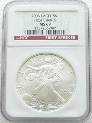 2006 American Eagle $1 Silver 1oz Coin NGC MS69 First Strike