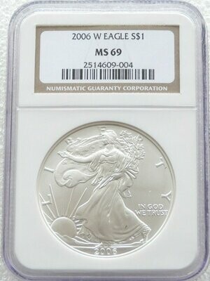 2006-W American Eagle $1 Burnished Silver 1oz Coin NGC MS69
