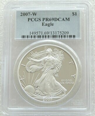 2007-W American Eagle $1 Silver Proof 1oz Coin PCGS PR69 DCAM