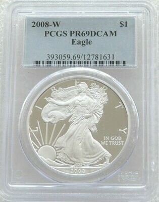 2008-W American Eagle $1 Silver Proof 1oz Coin PCGS PR69 DCAM
