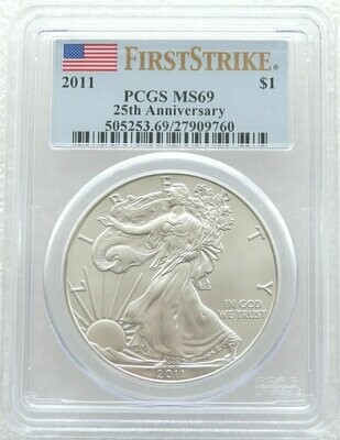 2011 American Eagle $1 Silver 1oz Coin PCGS MS69 First Strike