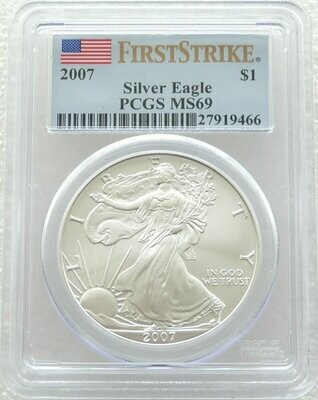2007 American Eagle $1 Silver 1oz Coin PCGS MS69 First Strike