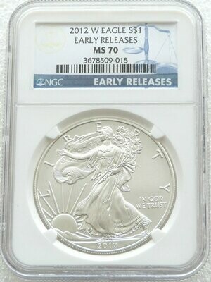 2012-W American Eagle $1 Silver 1oz Coin NGC MS70 Blue Label