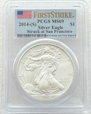 2014-S American Eagle $1 Silver 1oz Coin PCGS MS69 First Strike
