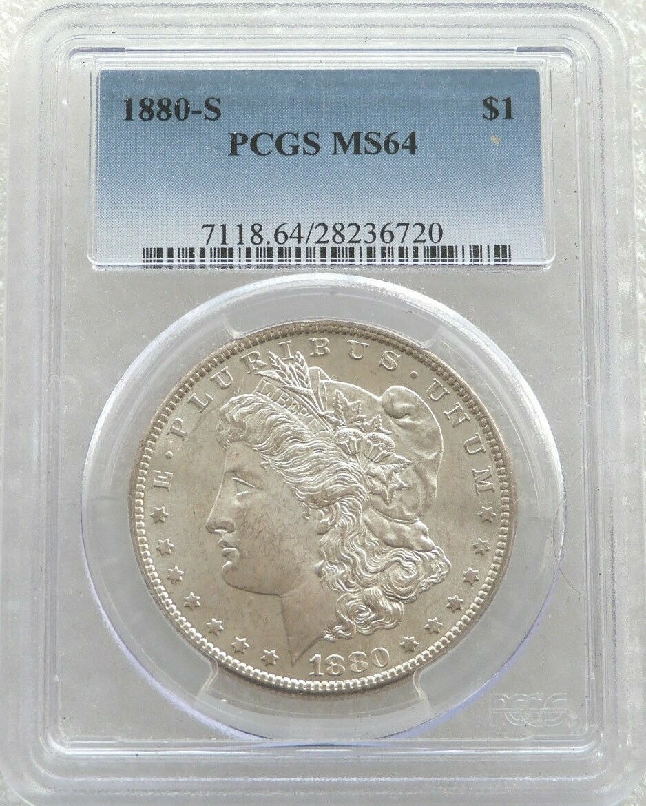 1880-S American Morgan $1 Silver Coin PCGS MS64 San Francisco
