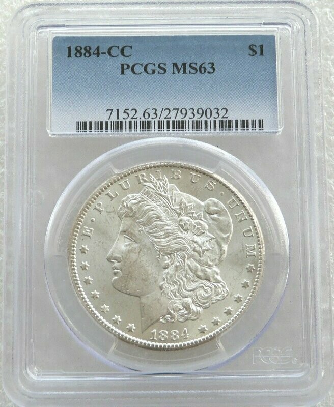 1884-CC American Morgan $1 Silver Coin PCGS MS63 Carson City