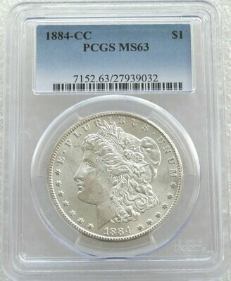 1884-CC American Morgan $1 Silver Coin PCGS MS63 Carson City
