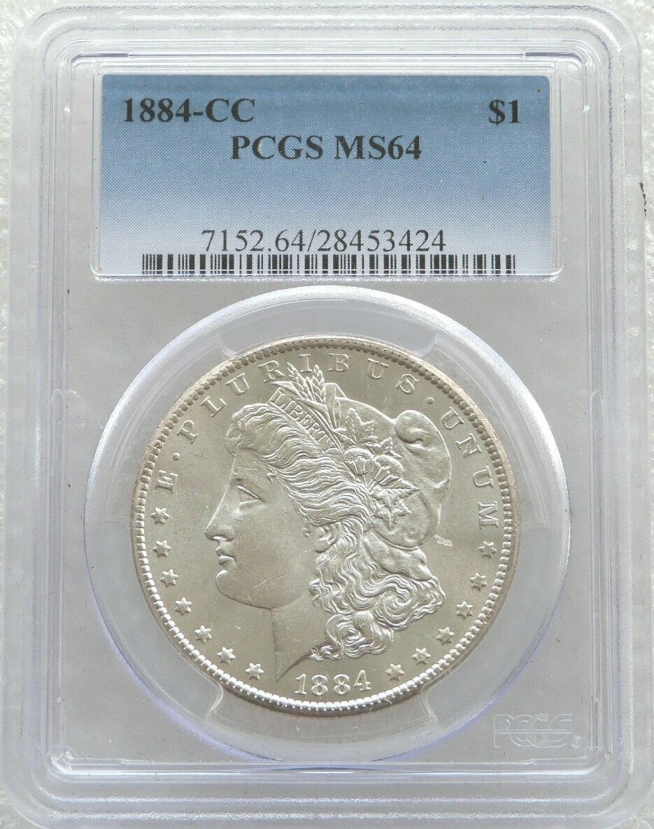 1884-CC American Morgan $1 Silver Coin PCGS MS64 Carson City