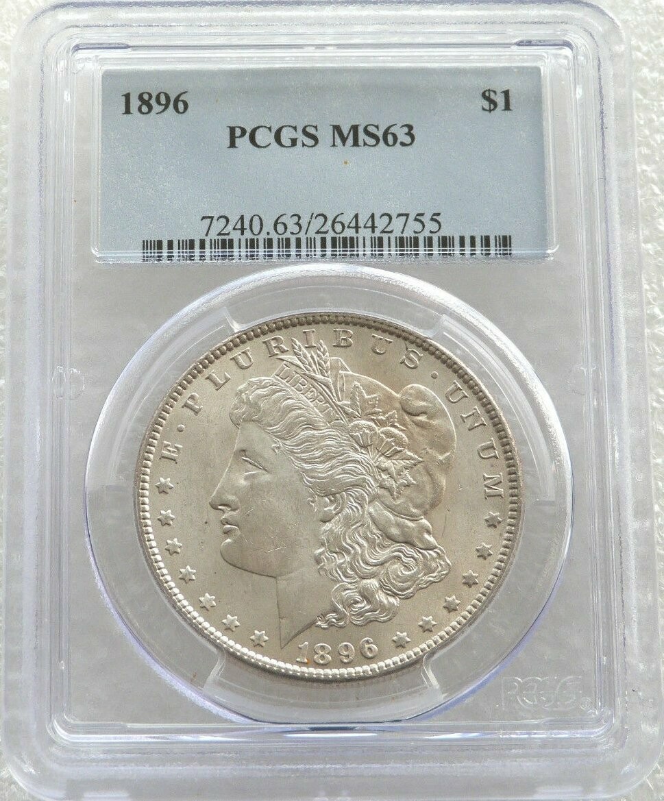 1896 American Morgan $1 Silver Coin PCGS MS63 Philadelphia
