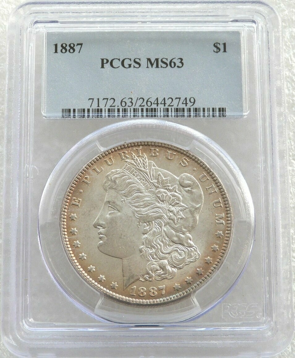 1887 American Morgan $1 Silver Coin PCGS MS63 Philadelphia