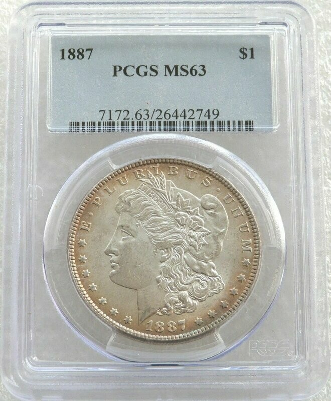 1887 American Morgan $1 Silver Coin PCGS MS63 Philadelphia