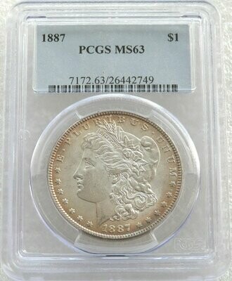 1887 American Morgan $1 Silver Coin PCGS MS63 Philadelphia