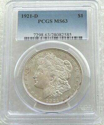 1921-D American Morgan $1 Silver Coin PCGS MS63 Denver