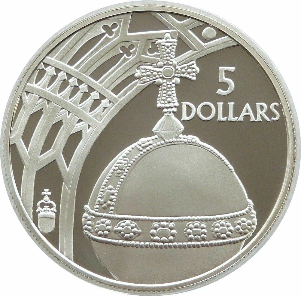 2002 Solomon Islands Golden Jubilee Orb $5 Silver Gold Proof Coin