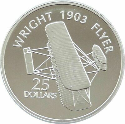 2003 Solomon Islands History Powered Flight Wright Flyer $25 Silver Proof 1oz Coin