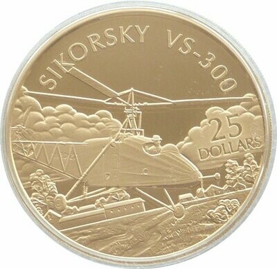2005 Solomon Islands History Powered Flight Sikorsky VS-300 $25 Silver Gold Proof 1oz Coin