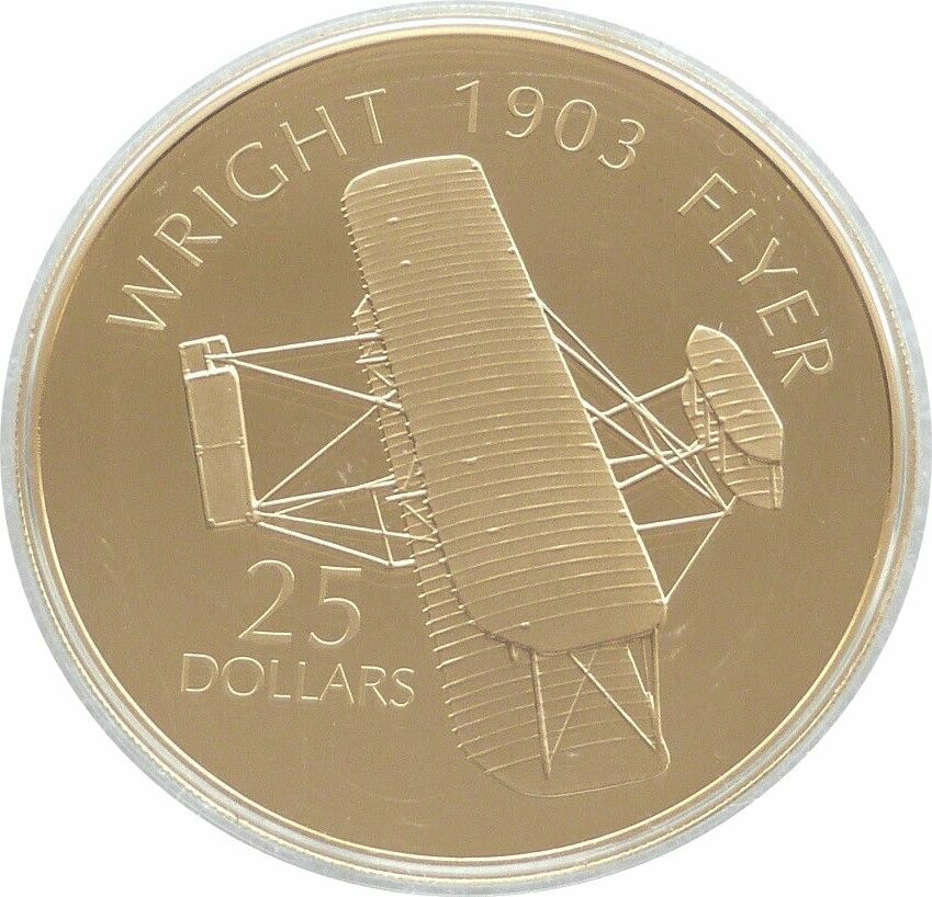 2005 Solomon Islands History Powered Flight Wright Flyer $25 Silver Gold Proof 1oz Coin