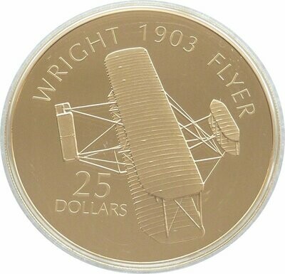 2005 Solomon Islands History Powered Flight Wright Flyer $25 Silver Gold Proof 1oz Coin