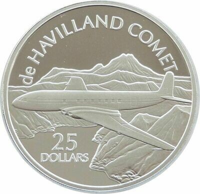 2003 Solomon Islands History Powered Flight Havilland Comet $25 Silver Proof 1oz Coin