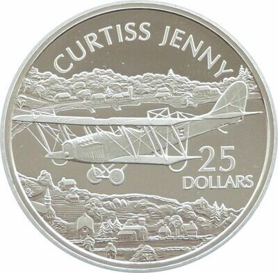 2003 Solomon Islands History Powered Flight Curtiss Jenny $25 Silver Proof 1oz Coin