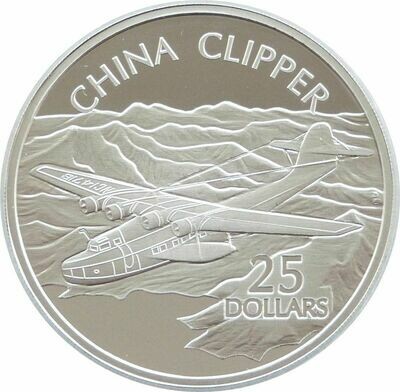 2003 Solomon Islands History Powered Flight China Clipper $25 Silver Proof 1oz Coin