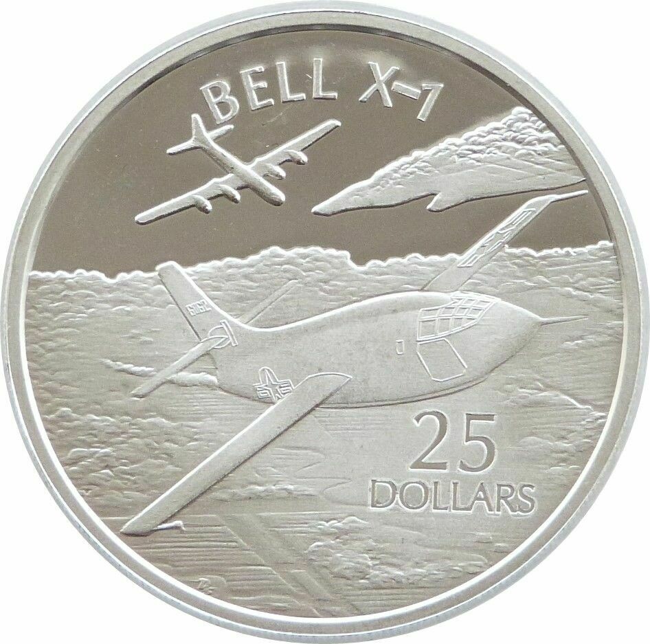 2003 Solomon Islands History Powered Flight Bell X-1 $25 Silver Proof 1oz Coin
