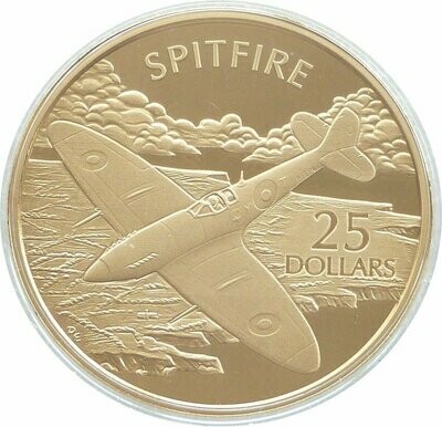 2005 Solomon Islands Powered Flight Spitfire $25 Silver Gold Proof 1oz Coin