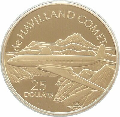 2005 Solomon Islands History Powered Flight De Havilland Comet $25 Silver Gold Proof 1oz Coin