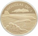 2005 Solomon Islands History Powered Flight Douglas DC-3 $25 Silver Gold Proof 1oz Coin