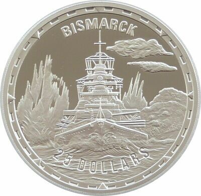2005 Solomon Islands Legendary Fighting Ships Bismarck $25 Silver Proof 1oz Coin