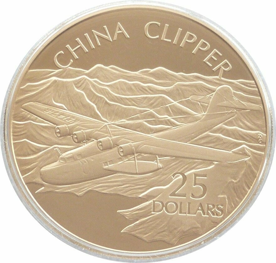 2005 Solomon Islands History Powered Flight China Clipper $25 Silver Gold Proof 1oz Coin