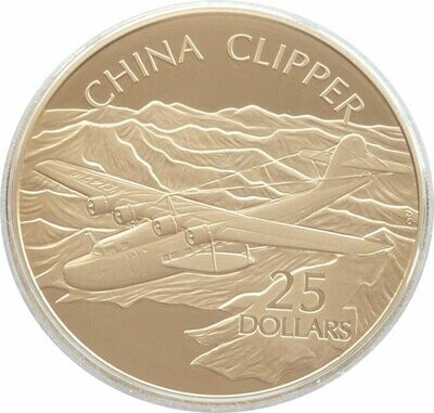 2005 Solomon Islands History Powered Flight China Clipper $25 Silver Gold Proof 1oz Coin