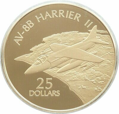 2005 Solomon Islands History Powered Flight AV-8B Harrier II $25 Silver Gold Proof 1oz Coin