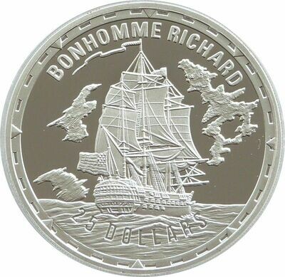 2005 Solomon Islands Legendary Fighting Ships Bonhomme Richard $25 Silver Proof 1oz Coin